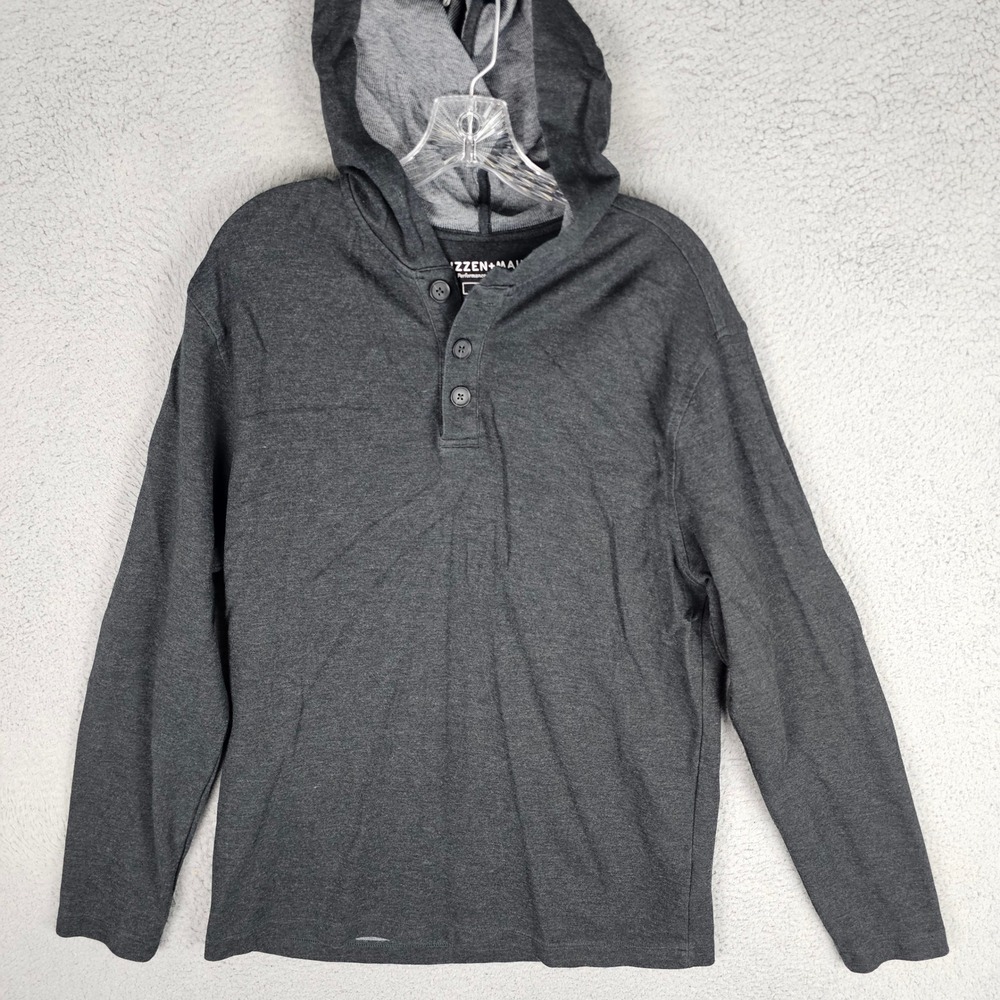 Mizzen + Main Hoodie Mens Large Gray Henley Performance 1PO-0179 Long Sleeve